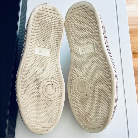 Gucci Silver Quilted Leather Bee Web Ace Crystal Embellished Platform Sneakers - Picture 12 of 16